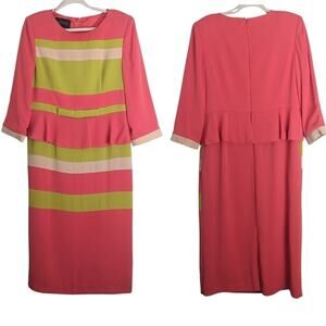 Vintage Retro Moshita Couture Maxi Pupleum Color Block Dress Size 10